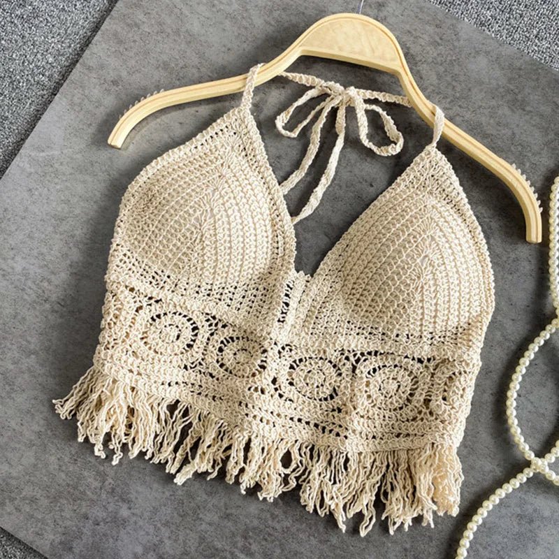 Zahra | Halter Top Crocheted with Fringes