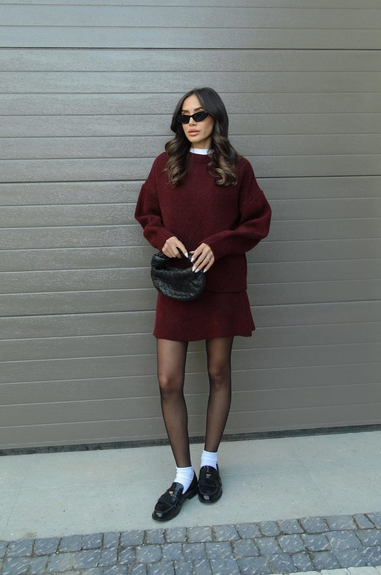 Trisha | Knitted Set with Oversized Sweater & Skirt