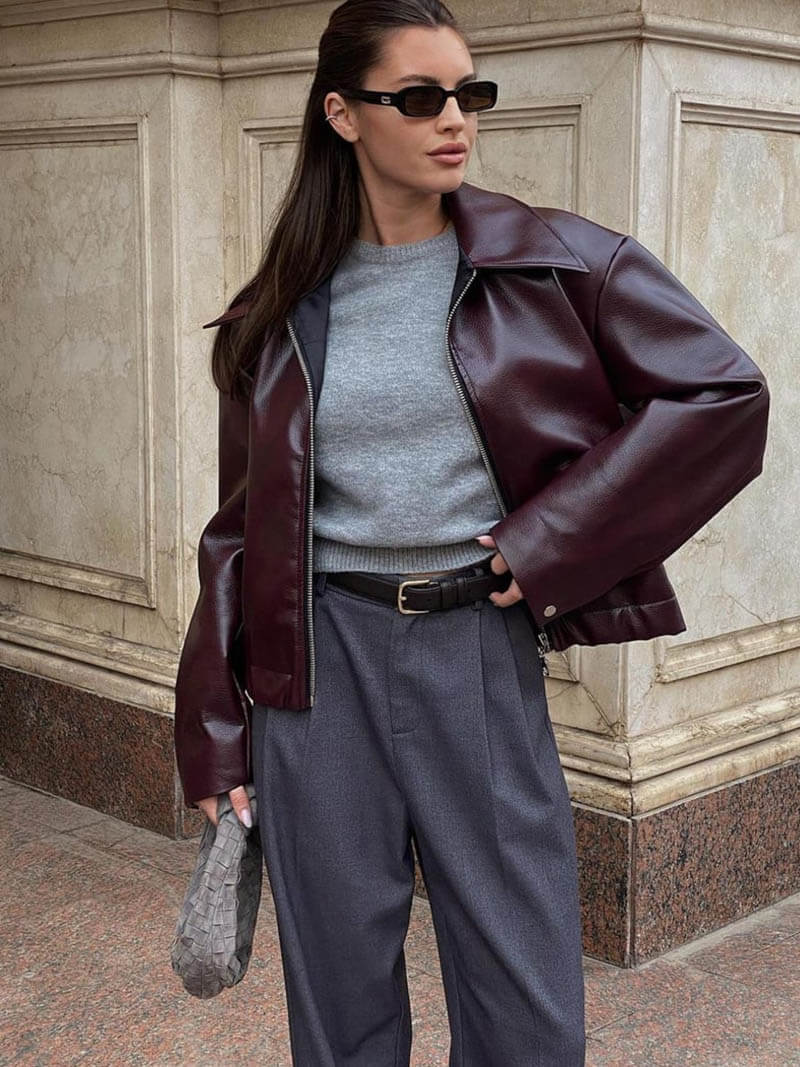 Alea | Jacket Glossy faux leather finish