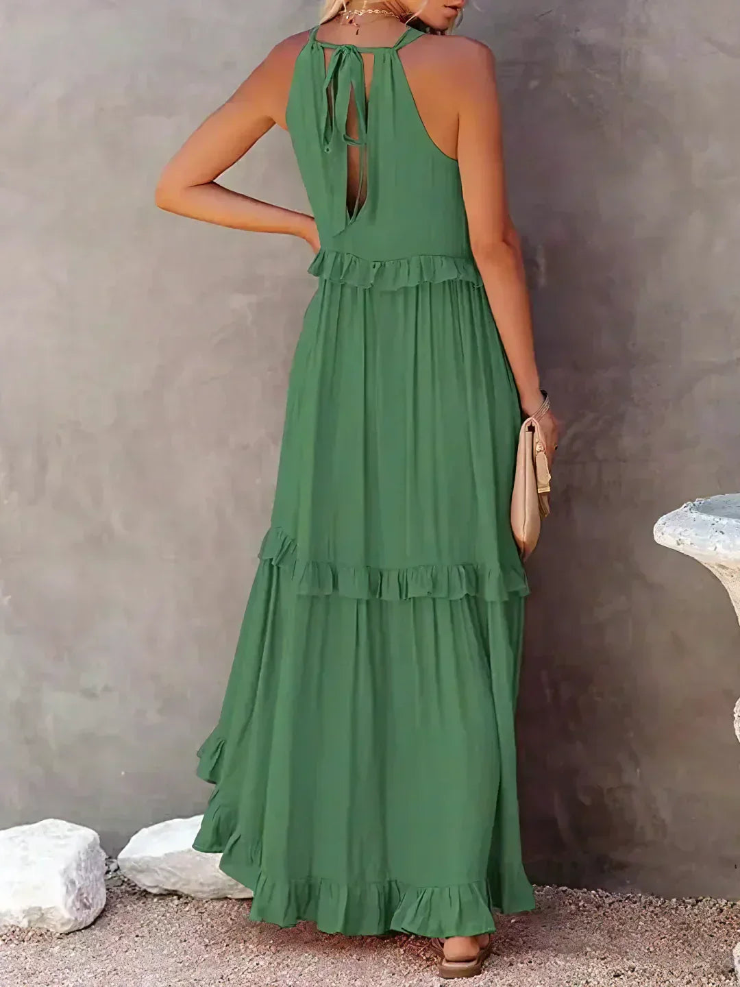 Lena | Halter Ruffle Tiered Maxi Dress