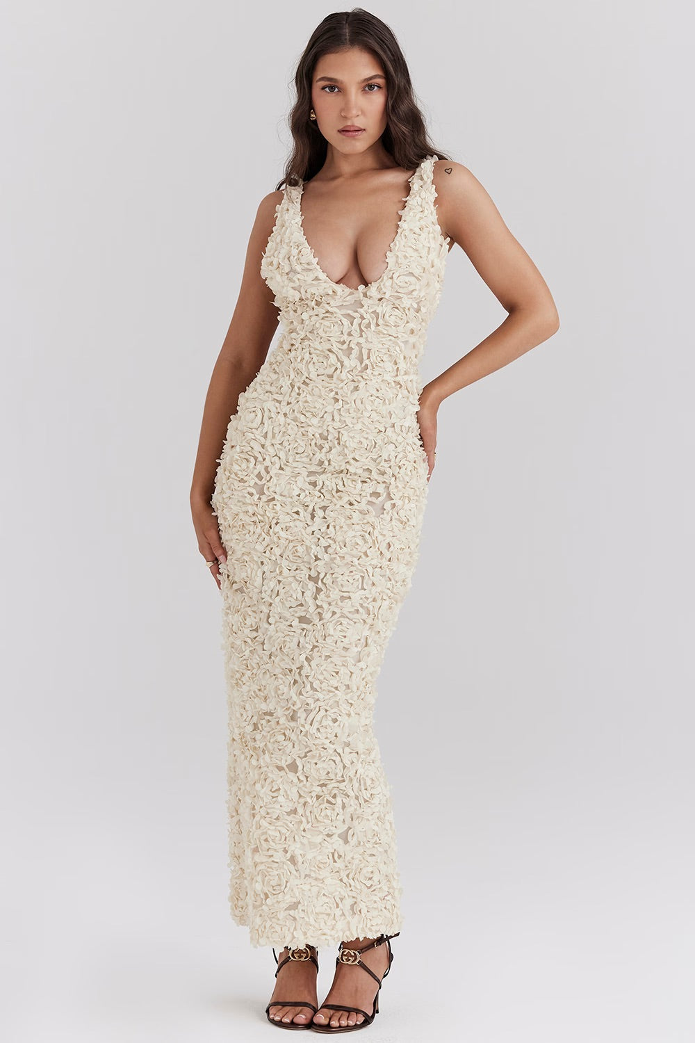 Johnette | Maxi Dress with Floral Appliqué