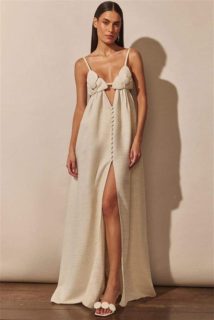 Karie | Maxi Dress with Floral Detail & Split