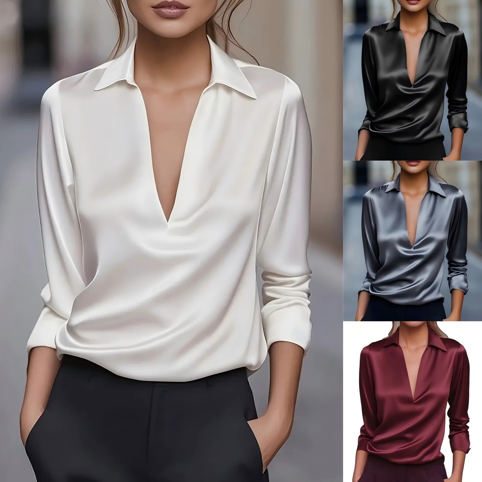 Kayleen | Deep V-neck blouse