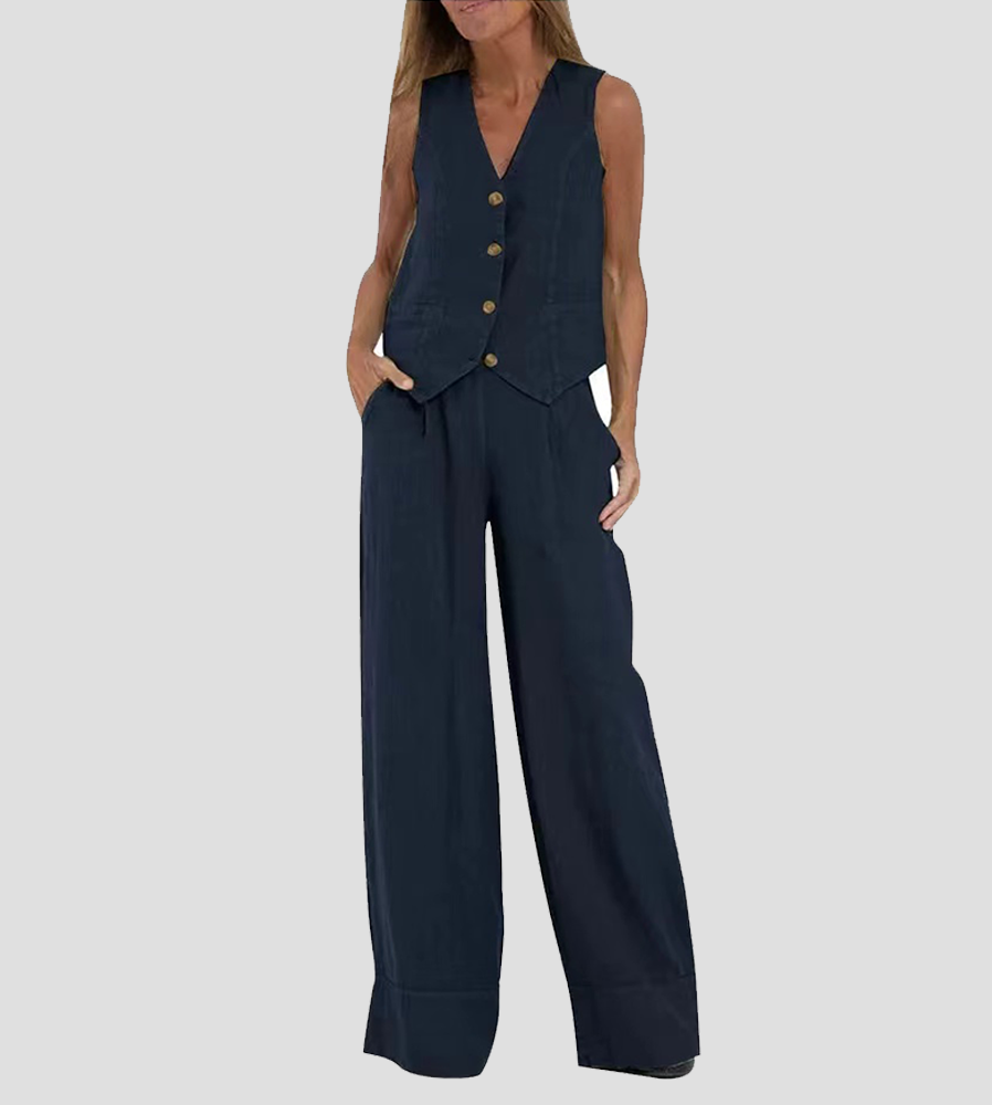 Jinthe | Suit Set with Wide Trousers and Fitted Vest
