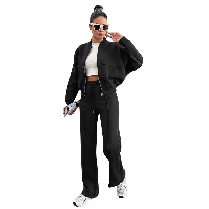 Stacy | Two-piece Set Cropped Bomber & Wide-leg