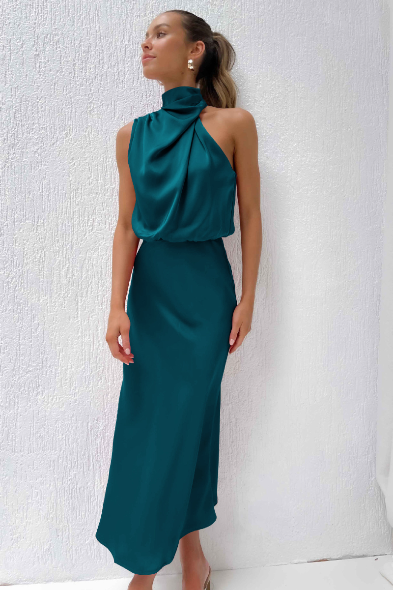 Meris | Maxi Dress Draped Neckline