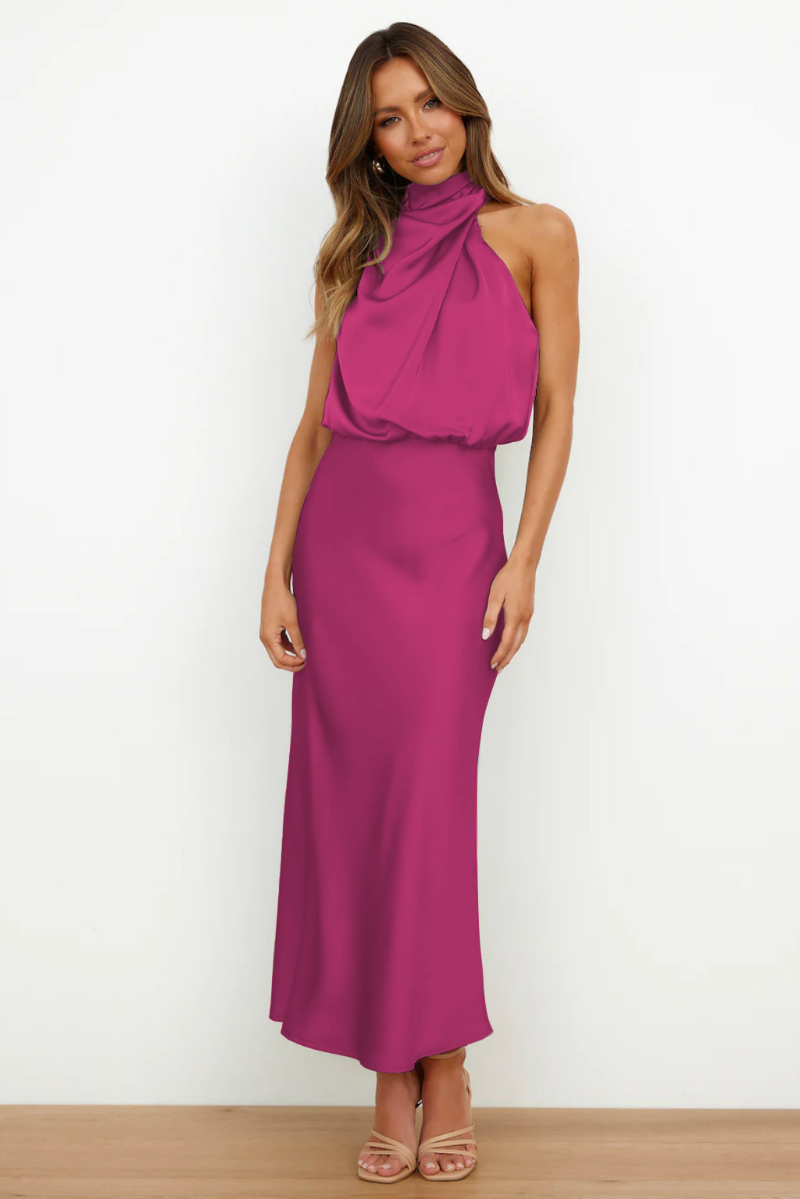Meris | Maxi Dress Draped Neckline