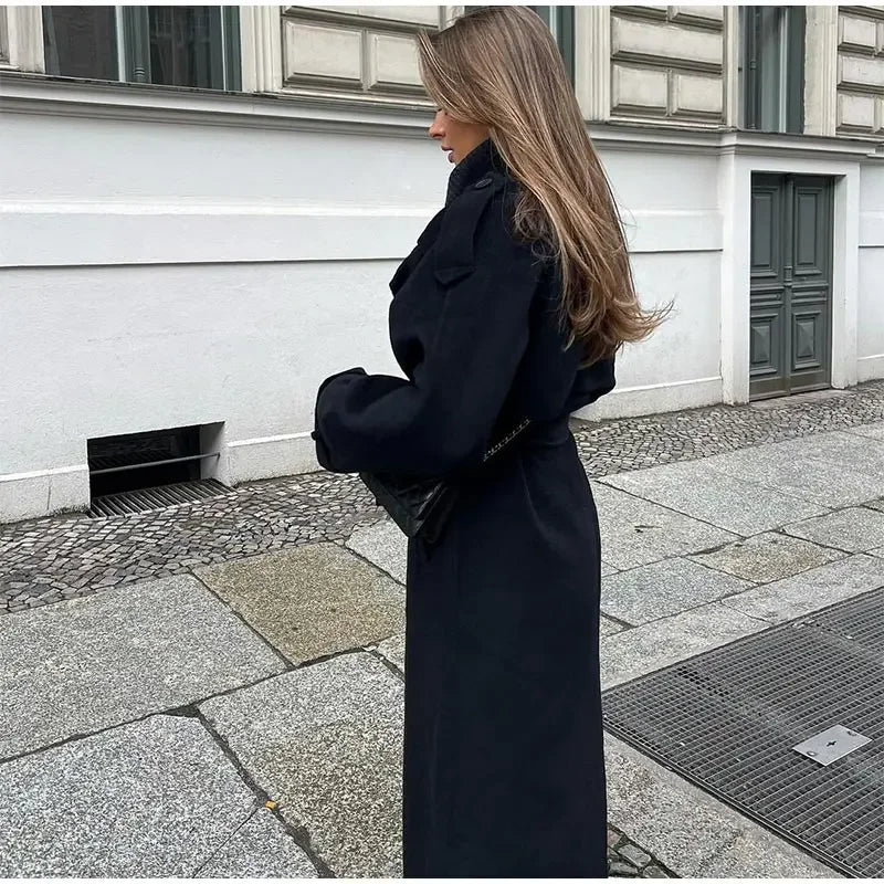 Jacquelynn | Classic Long Trench Coat Design and Belt