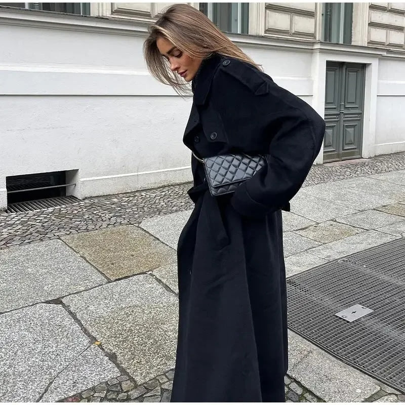 Jacquelynn | Classic Long Trench Coat Design and Belt