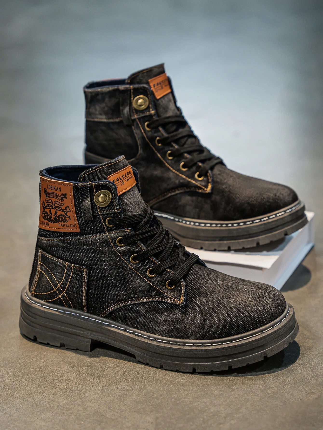 Logan | Denim Lace Up Utility Boots