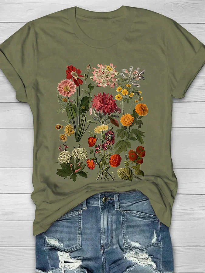 Debrah | Botanical Flower Print T-Shirt