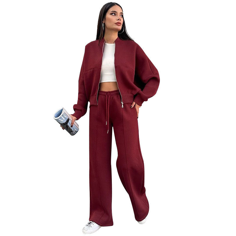Stacy | Two-piece Set Cropped Bomber & Wide-leg