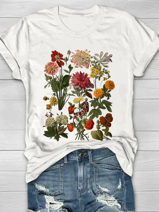 Debrah | Botanical Flower Print T-Shirt