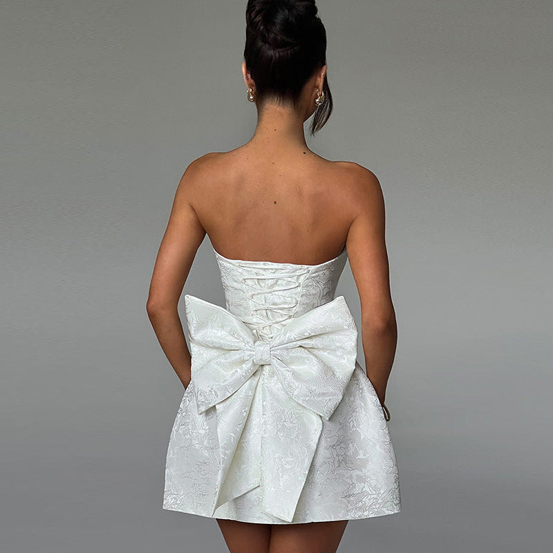 Portia | Strapless Dress with Bow Detail