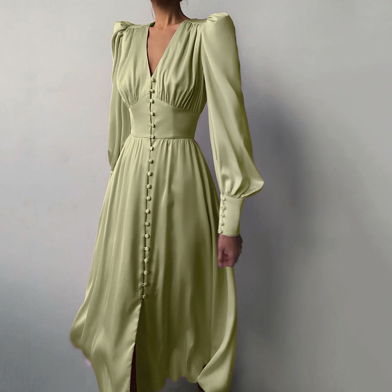 Alix | Dress with puffed sleeves and button closure