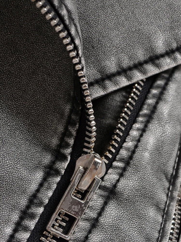 Latoria | Gray Vegan Leather Biker Jacket