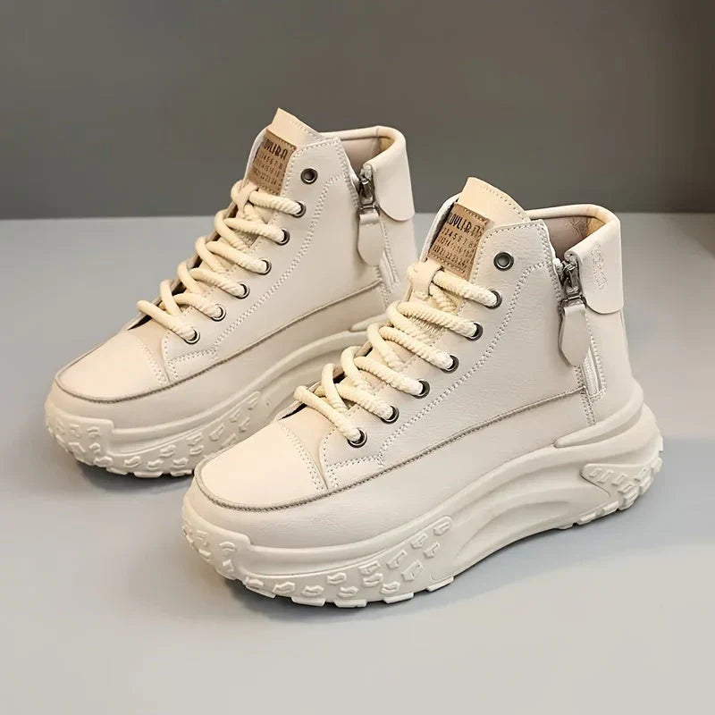 Kaylynn | White High-top Sneakers with Platform Sole
