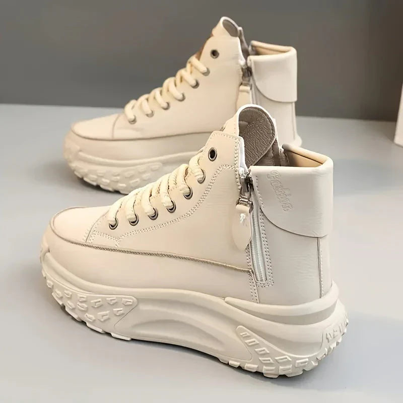 Kaylynn | White High-top Sneakers with Platform Sole