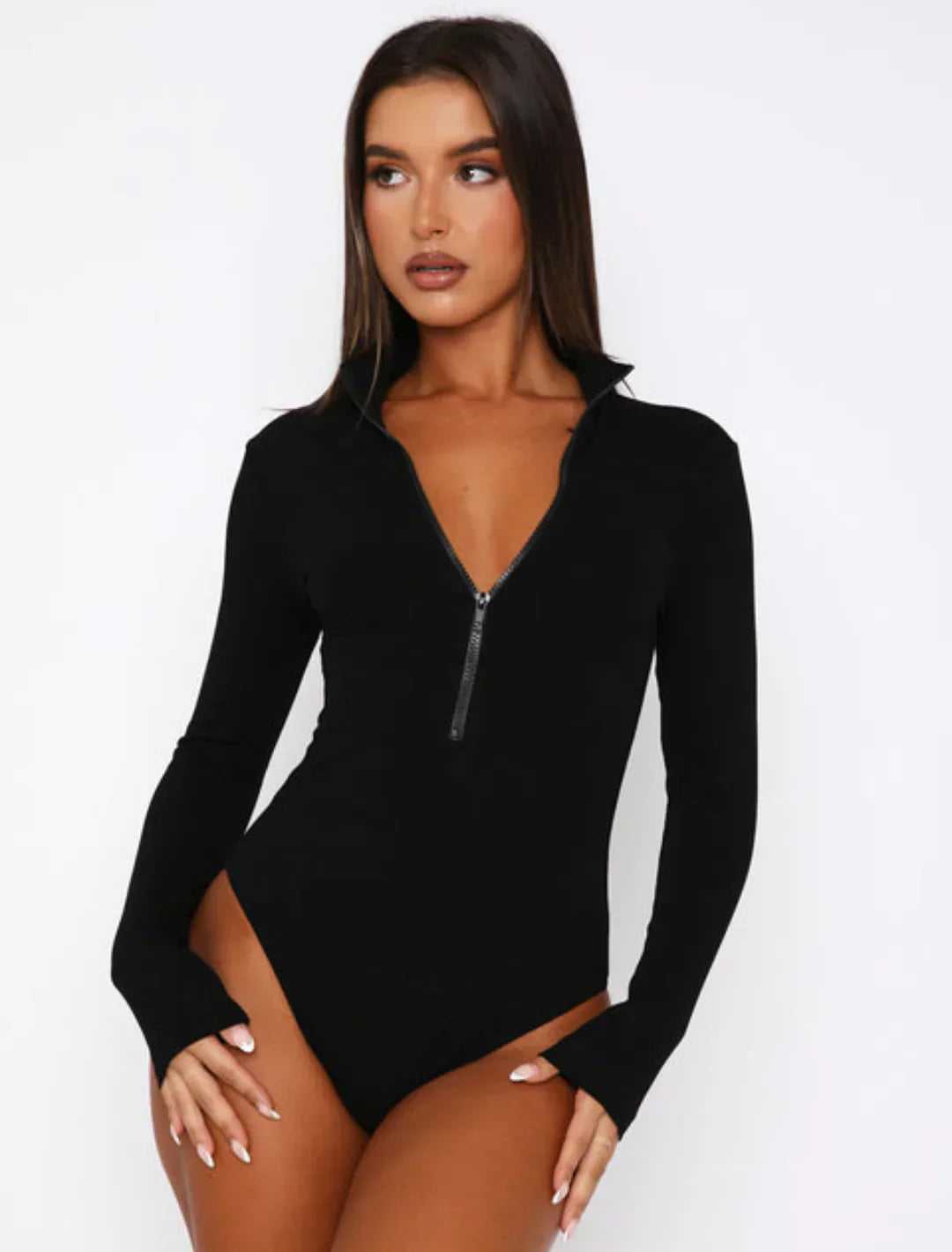 Keily | Bodysuit with Zipper V-Neck