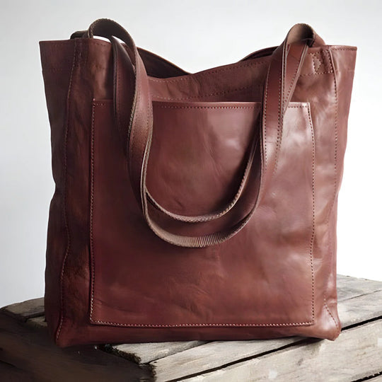 Ysabella | Leather Bag with Outside Pocket