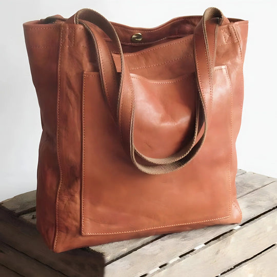 Ysabella | Leather Bag with Outside Pocket