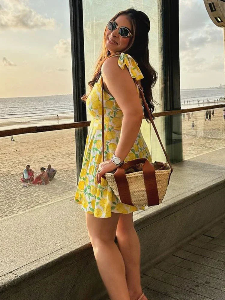 Vallie | Dress with Lime Print