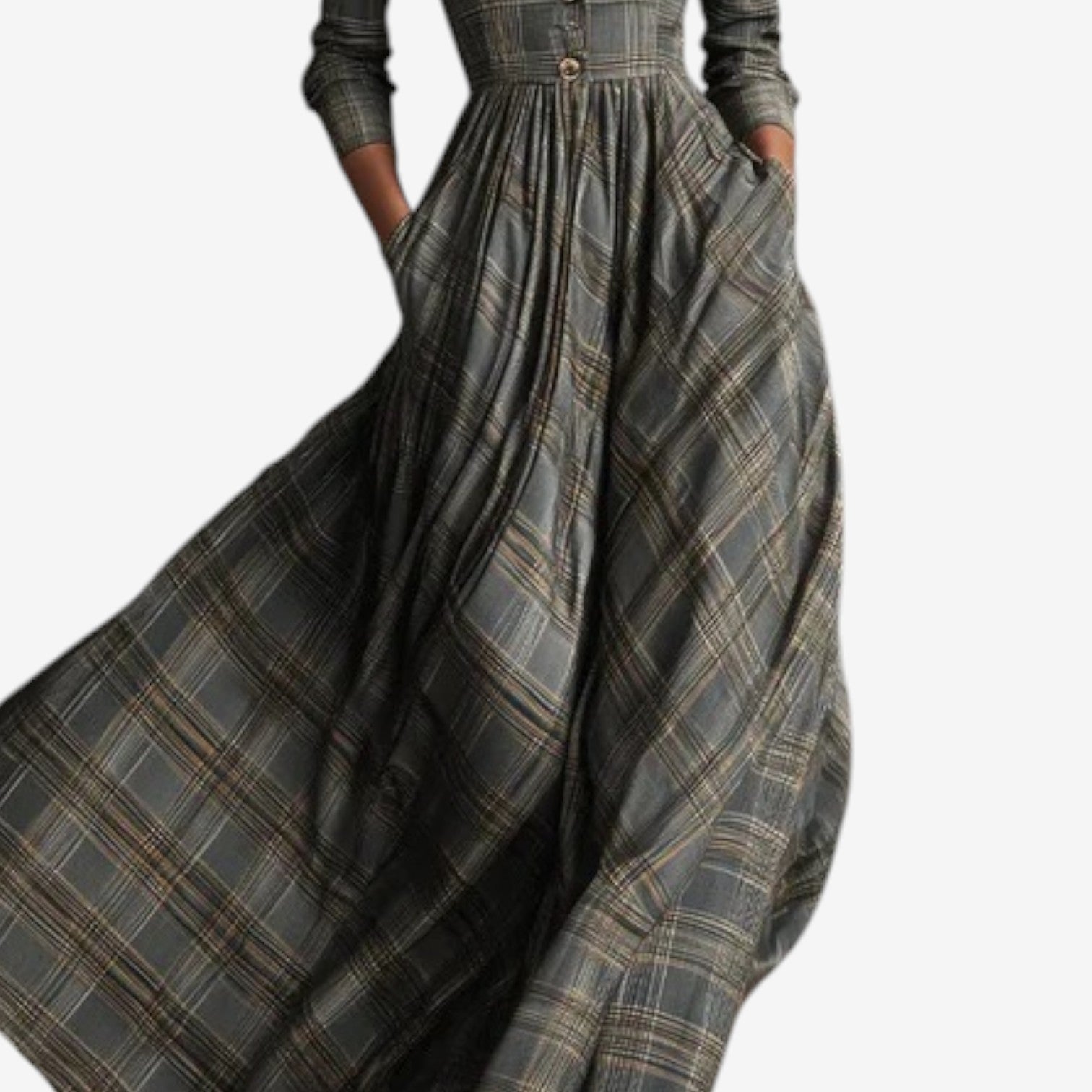 Imogen | Plaid Flowing Maxi Dress 