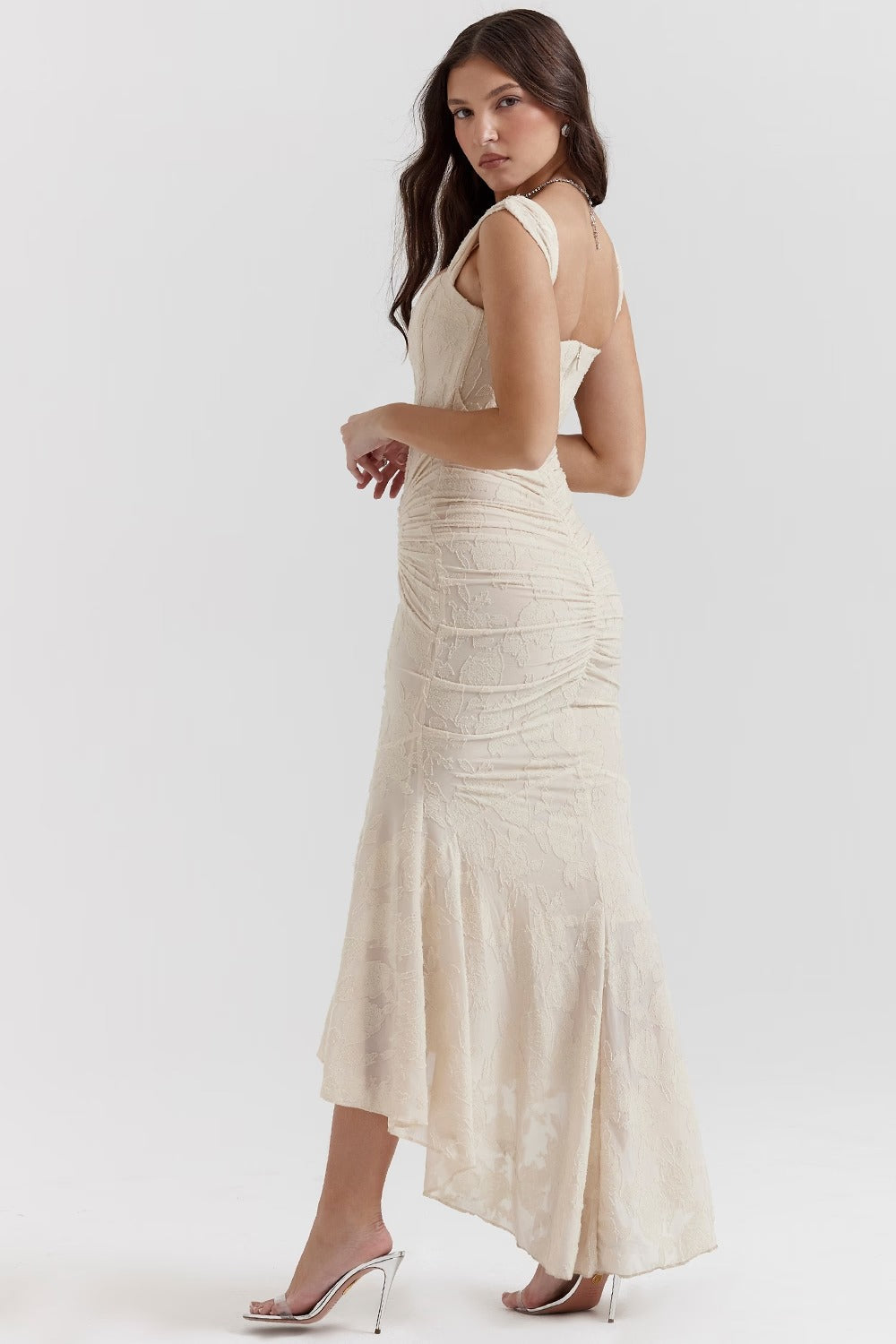 Carmen | Textured Fishtail Midi Dress