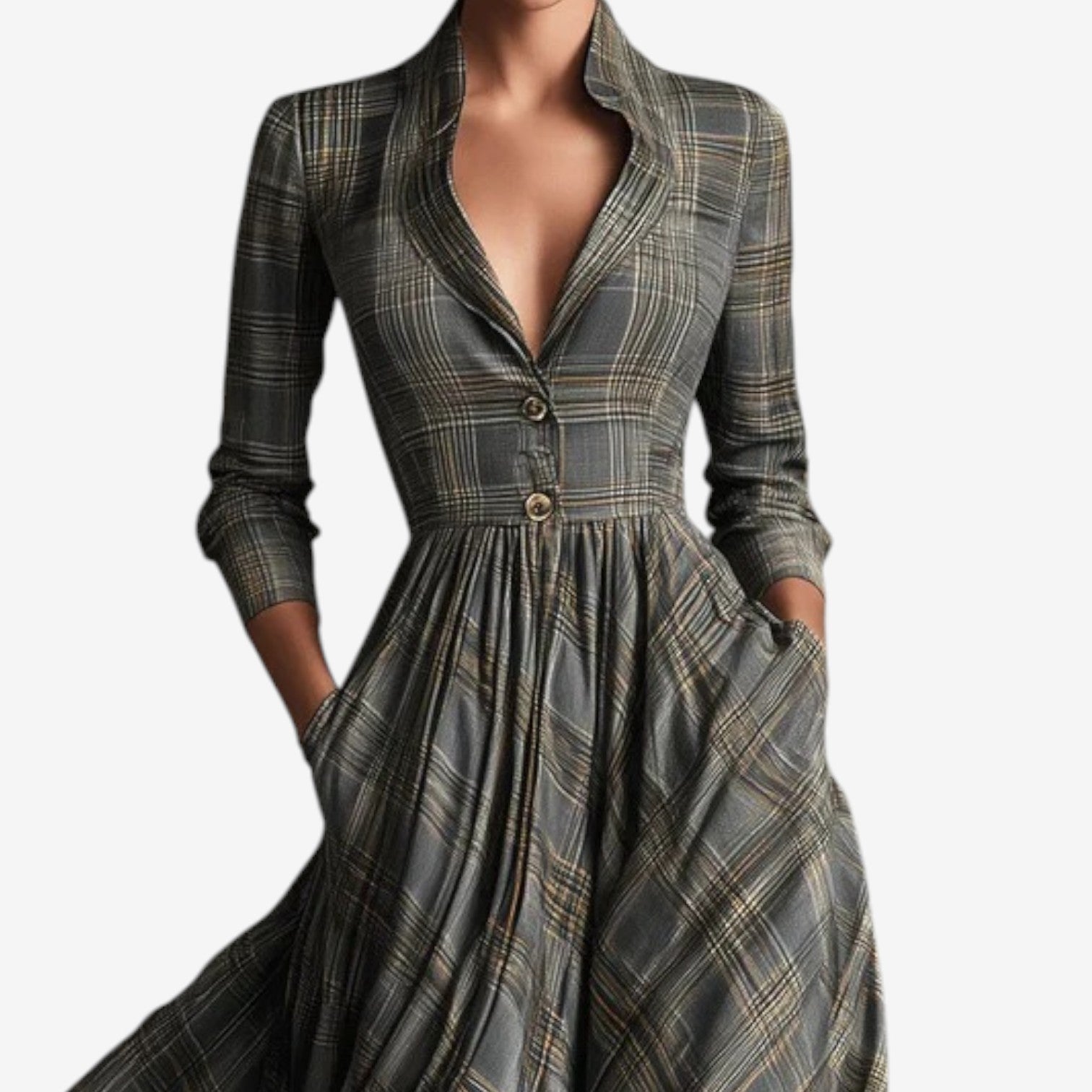 Imogen | Plaid Flowing Maxi Dress 
