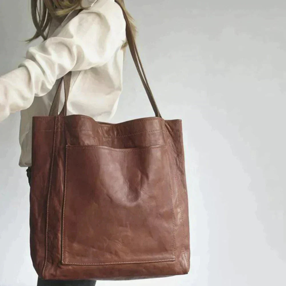 Davida | Leather Bag with Outside Pocket