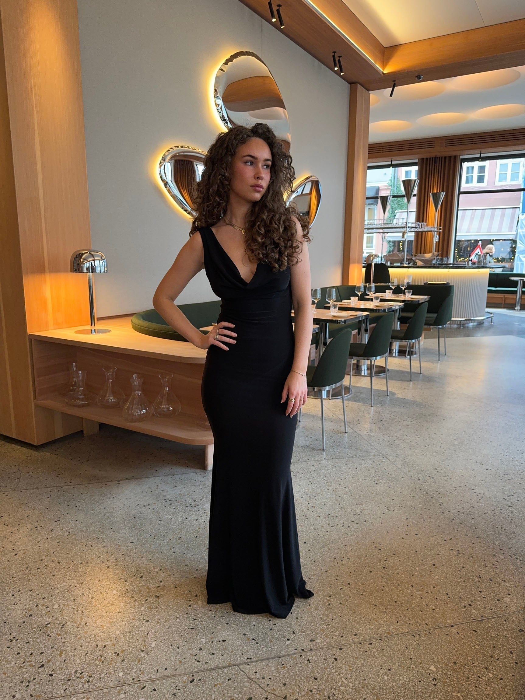 Marybelle | Black Evening Dress with Deep Neckline
