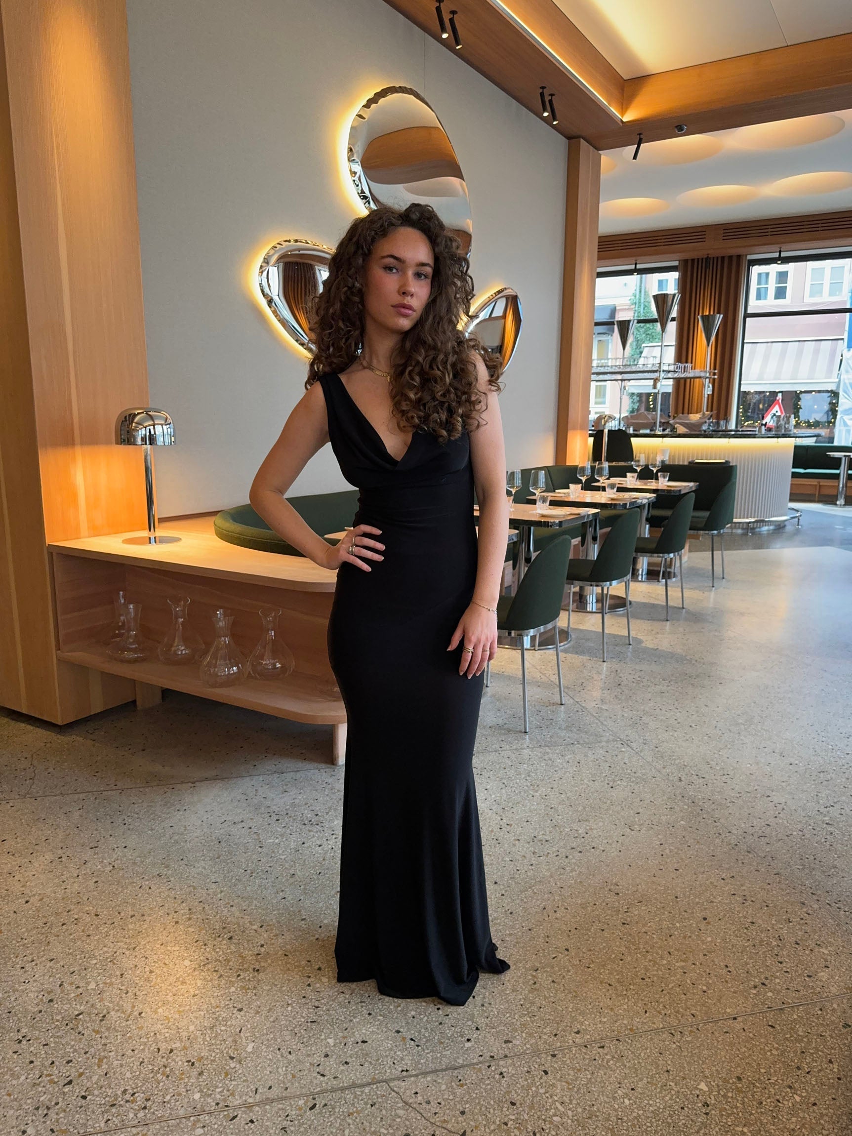Marybelle | Black Evening Dress with Deep Neckline