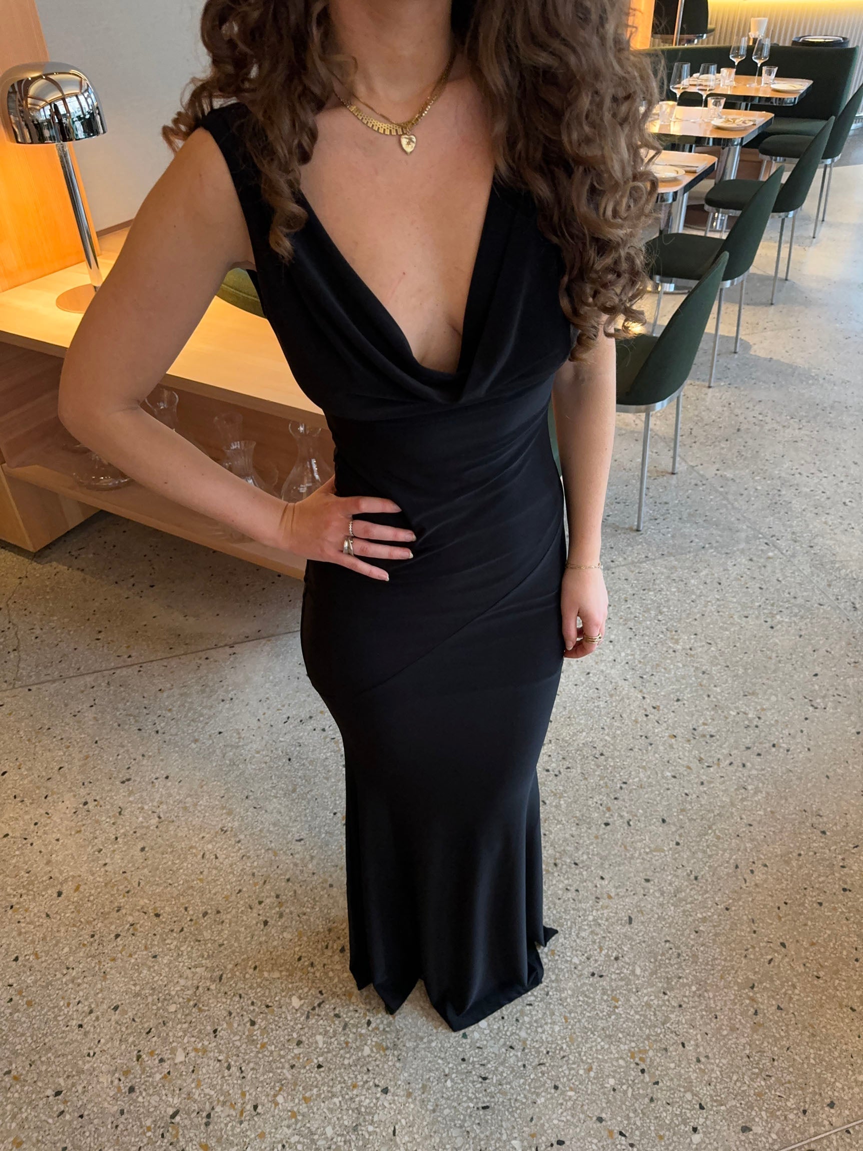 Marybelle | Black Evening Dress with Deep Neckline