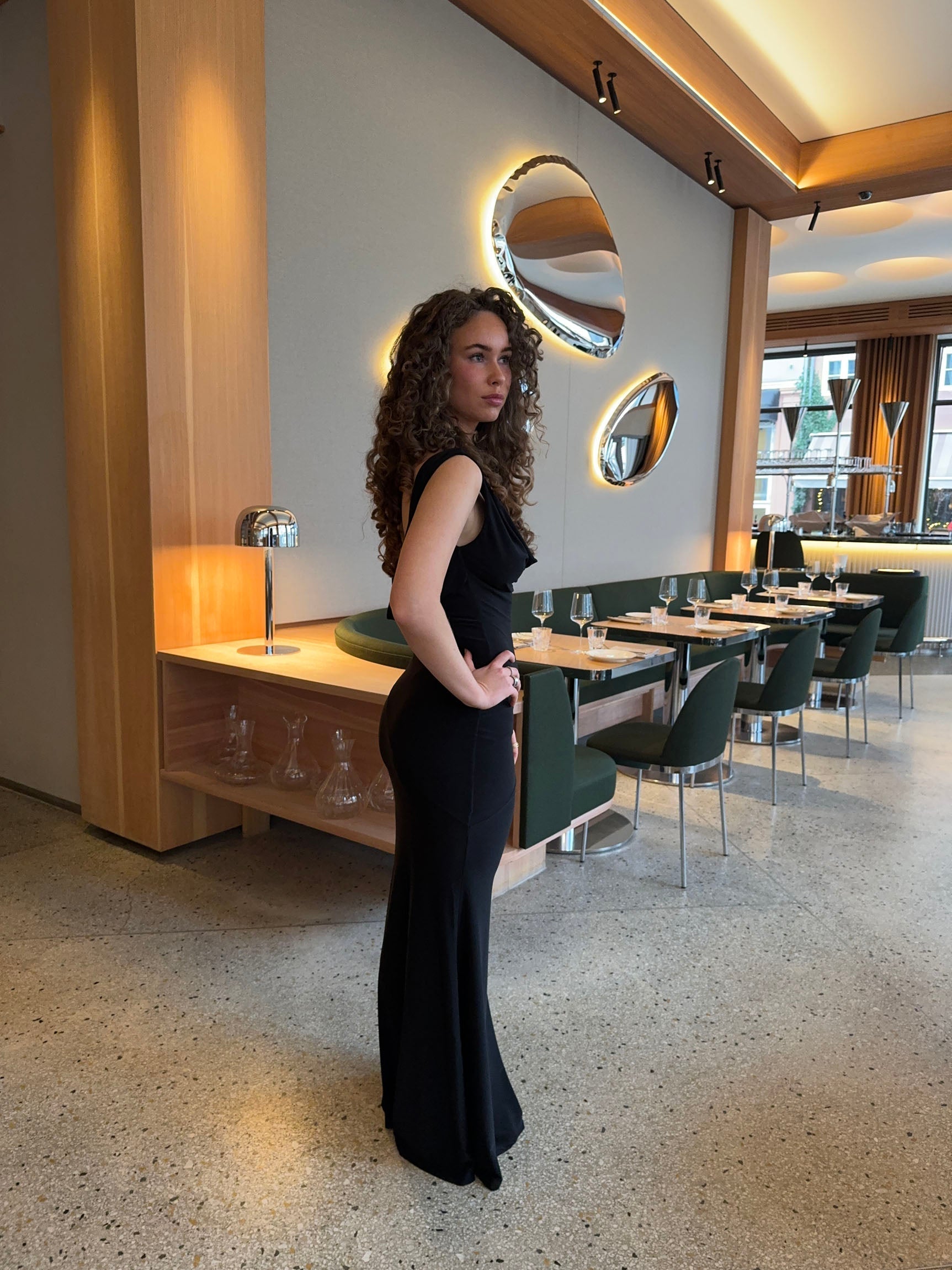 Marybelle | Black Evening Dress with Deep Neckline