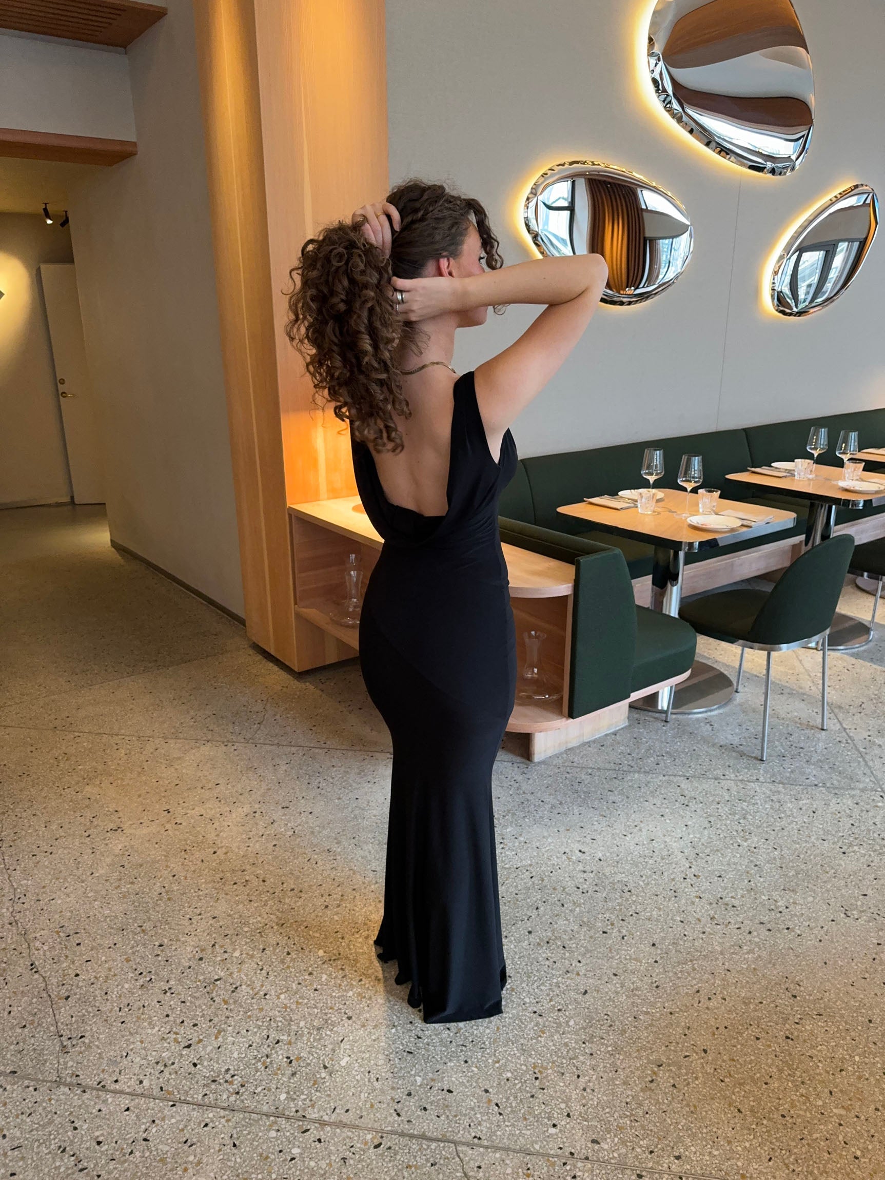 Marybelle | Black Evening Dress with Deep Neckline