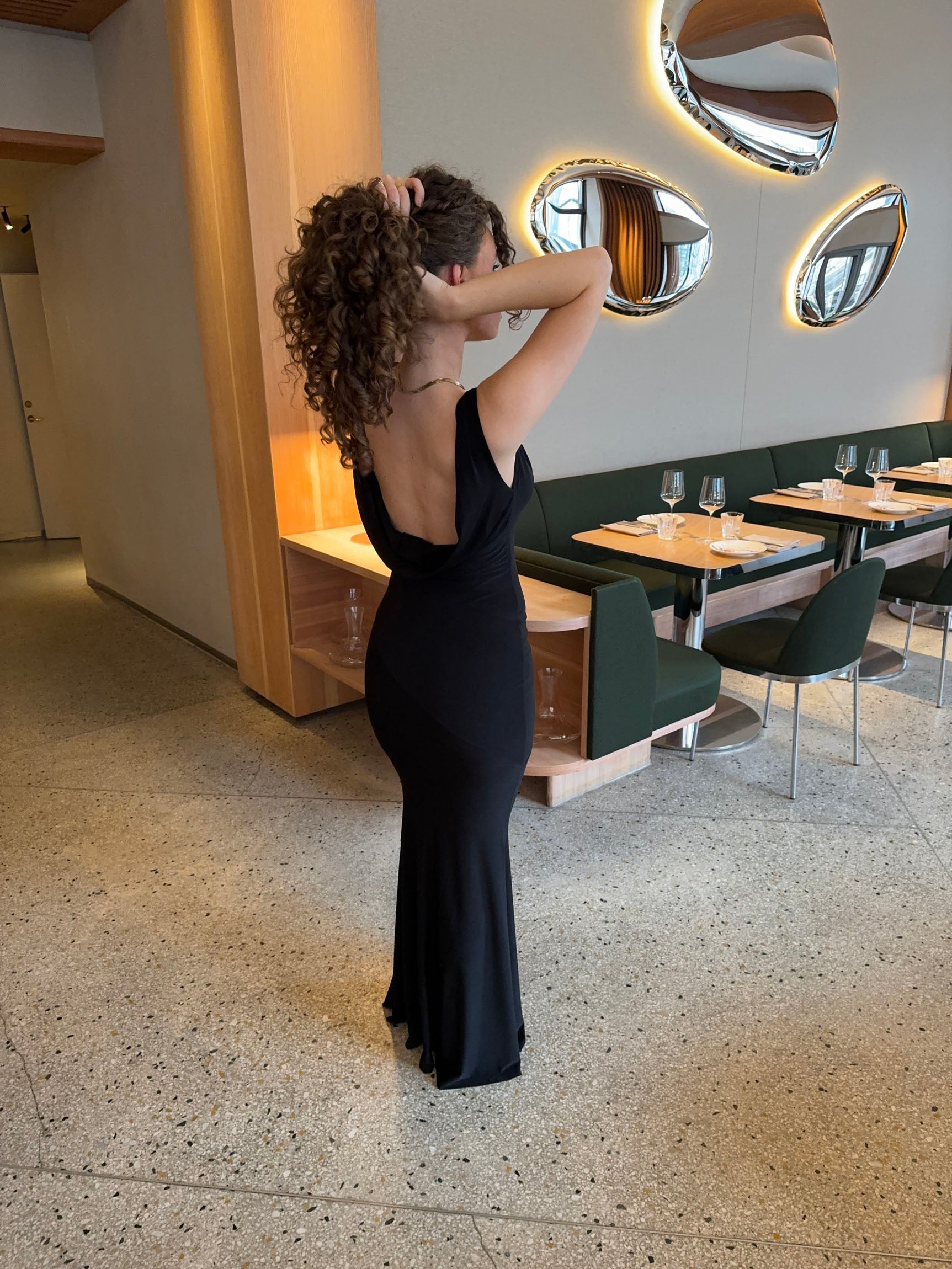 Marybelle | Black Evening Dress with Deep Neckline
