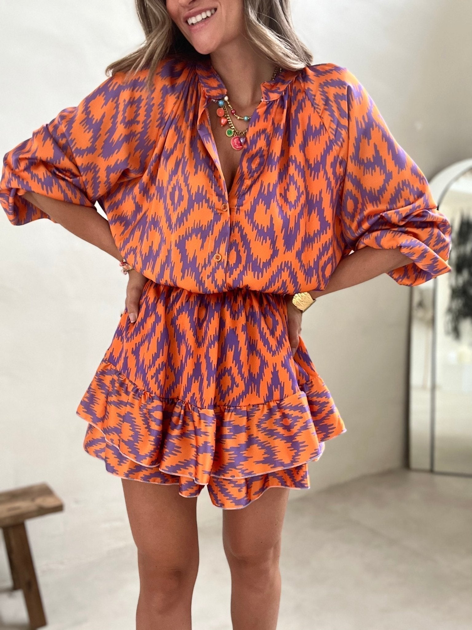 Lior | Playsuit with Ikat Print
