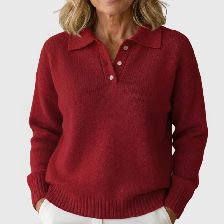 Madeline | Button Collar Knit Pullover