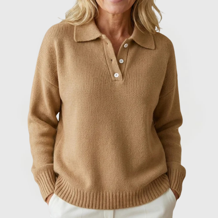 Madeline | Button Collar Knit Pullover