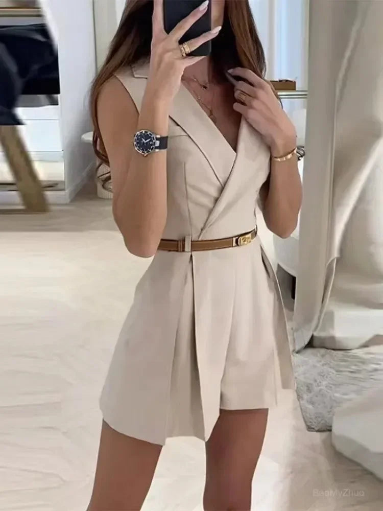 Kaleena | Romper with Shawl Collar
