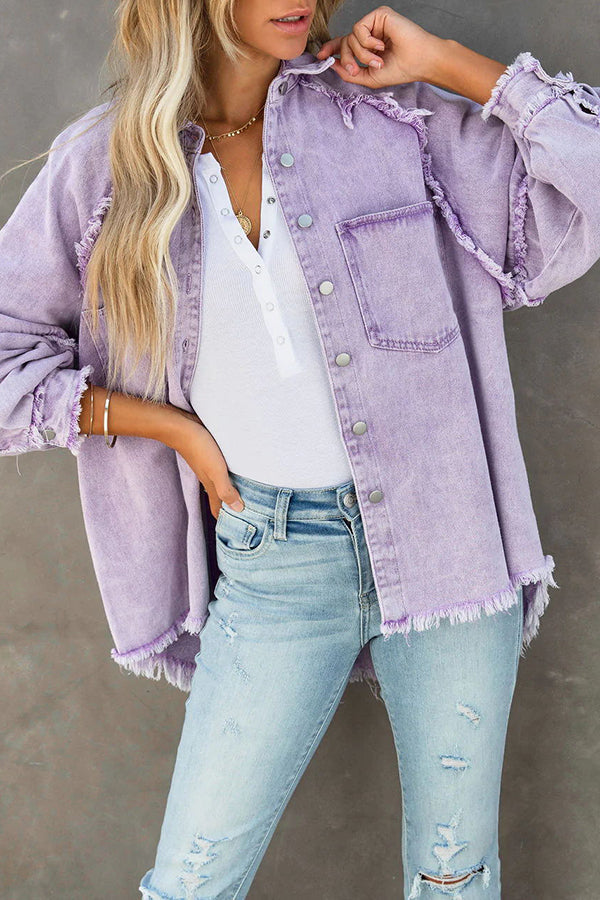 Leonora | Denim jacket with frayed details