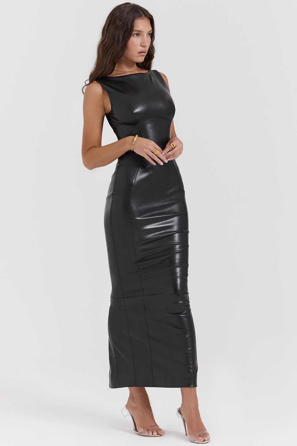 Allysa | Maxi Dress Faux Leather Bodycon